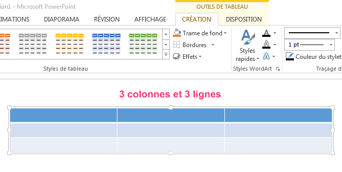 Insérer et formater un tableau